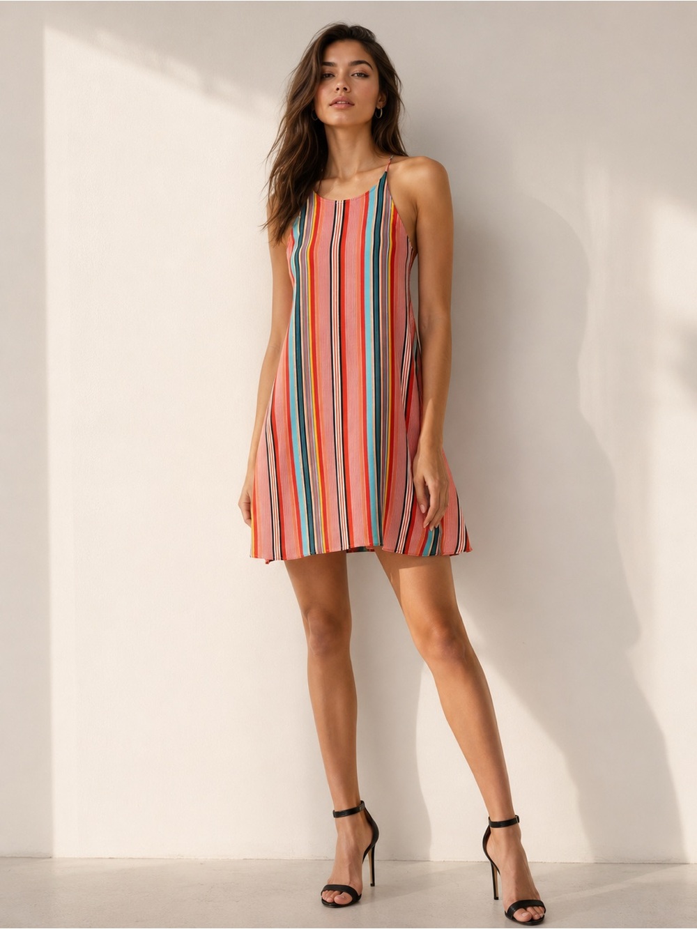 ALICE & OLIVIA KALIA STRIPED HALTER TIE-BACK MINI DRESS NWT